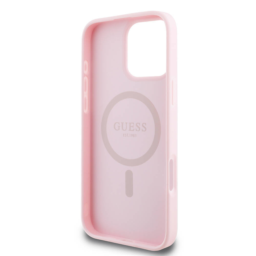 Apple iPhone 16 Pro Max Kılıf Guess Orjinal Lisanslı M-safe Şarj Özellikli Yazı Logolu Grained Kapak - 10