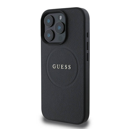 Apple iPhone 16 Pro Max Kılıf Guess Orjinal Lisanslı M-safe Şarj Özellikli Yazı Logolu Grained Kapak - 12
