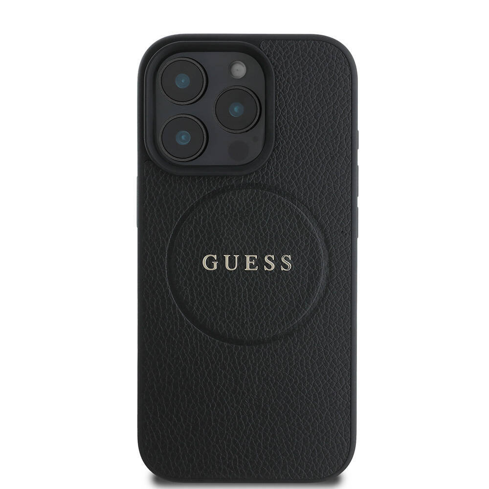 Apple iPhone 16 Pro Max Kılıf Guess Orjinal Lisanslı M-safe Şarj Özellikli Yazı Logolu Grained Kapak - 13