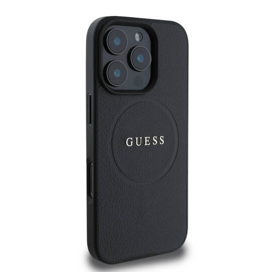 Apple iPhone 16 Pro Max Kılıf Guess Orjinal Lisanslı M-safe Şarj Özellikli Yazı Logolu Grained Kapak - 14