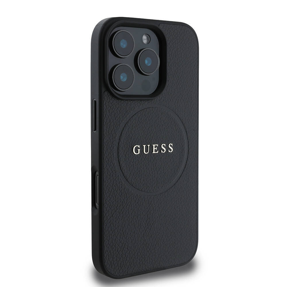 Apple iPhone 16 Pro Max Kılıf Guess Orjinal Lisanslı M-safe Şarj Özellikli Yazı Logolu Grained Kapak - 14