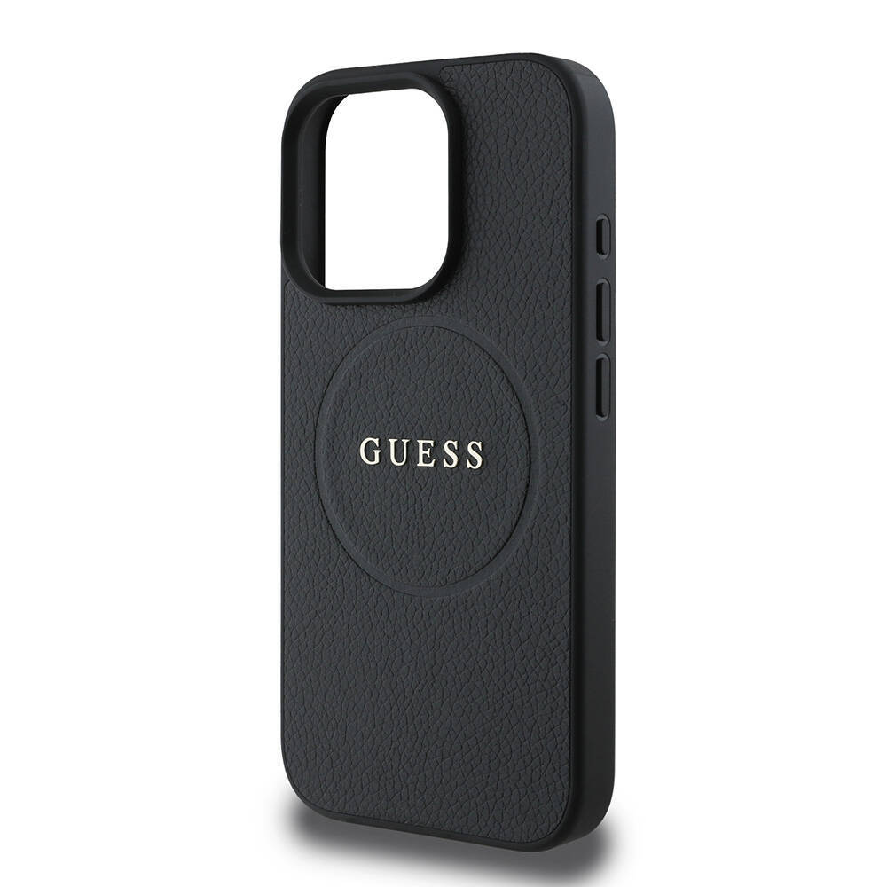 Apple iPhone 16 Pro Max Kılıf Guess Orjinal Lisanslı M-safe Şarj Özellikli Yazı Logolu Grained Kapak - 16