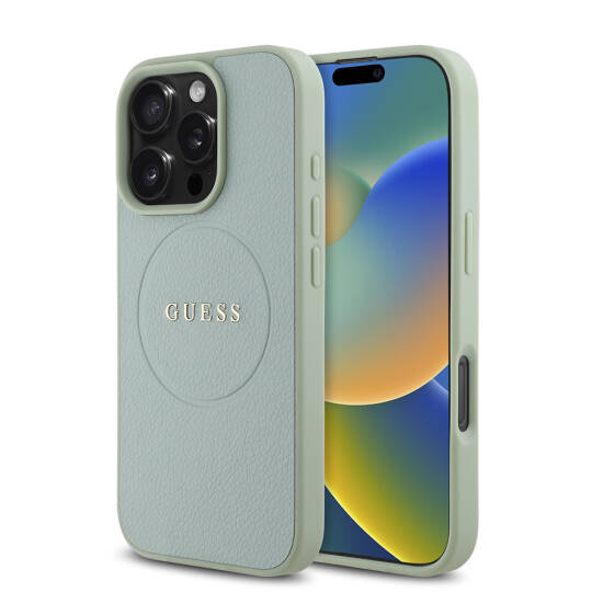 Apple iPhone 16 Pro Max Kılıf Guess Orjinal Lisanslı M-safe Şarj Özellikli Yazı Logolu Grained Kapak - 19