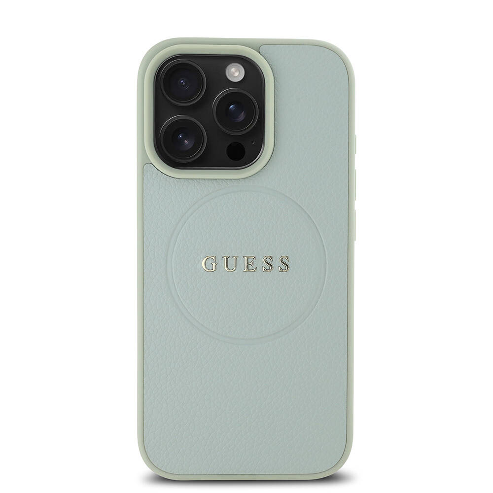 Apple iPhone 16 Pro Max Kılıf Guess Orjinal Lisanslı M-safe Şarj Özellikli Yazı Logolu Grained Kapak - 21