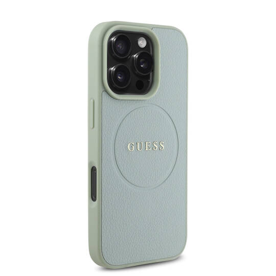 Apple iPhone 16 Pro Max Kılıf Guess Orjinal Lisanslı M-safe Şarj Özellikli Yazı Logolu Grained Kapak - 22