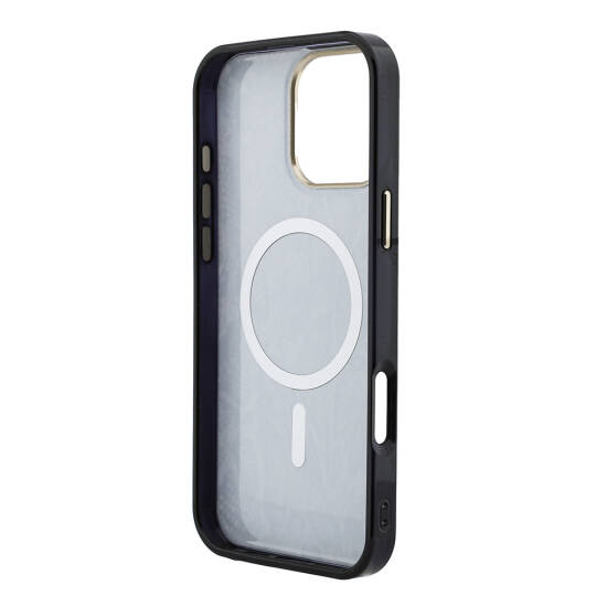 Apple iPhone 16 Pro Max Kılıf Guess Orjinal Lisanslı M-safe Şarj Özellikli Yazı Logolu Python Desenli Kapak - 11