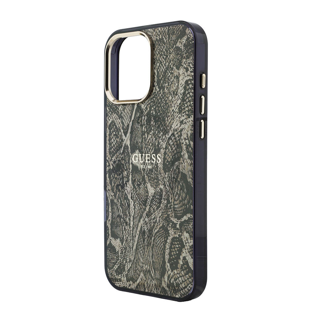 Apple iPhone 16 Pro Max Kılıf Guess Orjinal Lisanslı M-safe Şarj Özellikli Yazı Logolu Python Desenli Kapak - 2