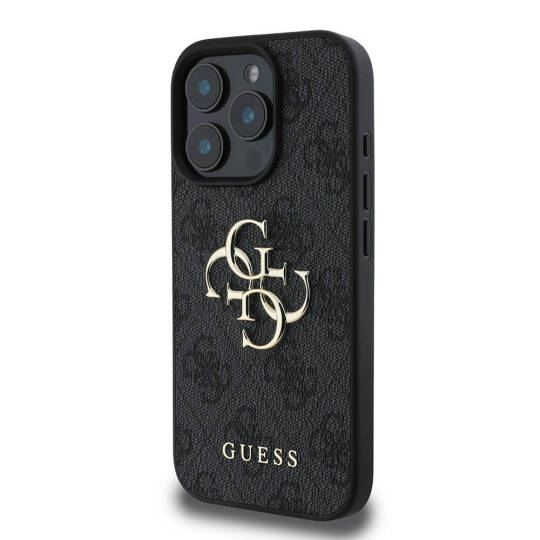Apple iPhone 16 Pro Max Kılıf Guess Orjinal Lisanslı PU Deri 4G Desenli Metal Büyük 4G ve Yazı Logolu Kapak - 5