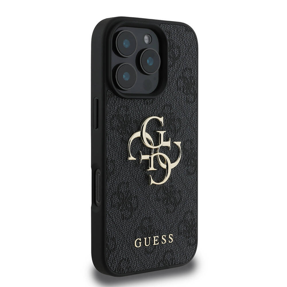 Apple iPhone 16 Pro Max Kılıf Guess Orjinal Lisanslı PU Deri 4G Desenli Metal Büyük 4G ve Yazı Logolu Kapak - 9