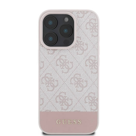 Apple iPhone 16 Pro Max Kılıf Guess Orjinal Lisanslı PU Deri Şerit Logo Dizaynlı Kapak - 22