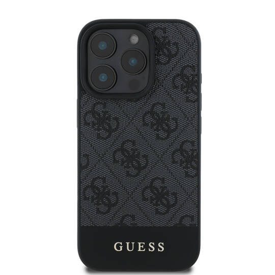 Apple iPhone 16 Pro Max Kılıf Guess Orjinal Lisanslı PU Deri Şerit Logo Dizaynlı Kapak