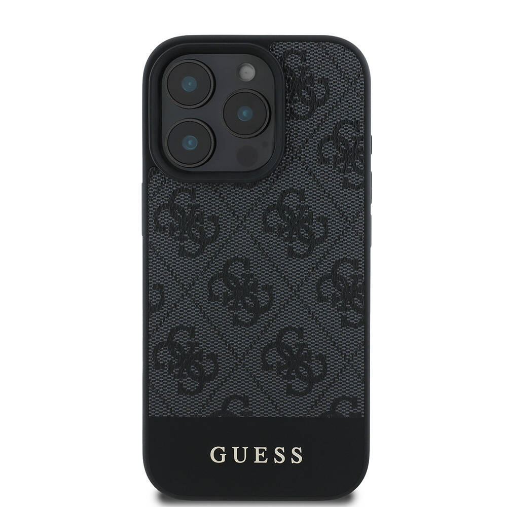 Apple iPhone 16 Pro Max Kılıf Guess Orjinal Lisanslı PU Deri Şerit Logo Dizaynlı Kapak - 1
