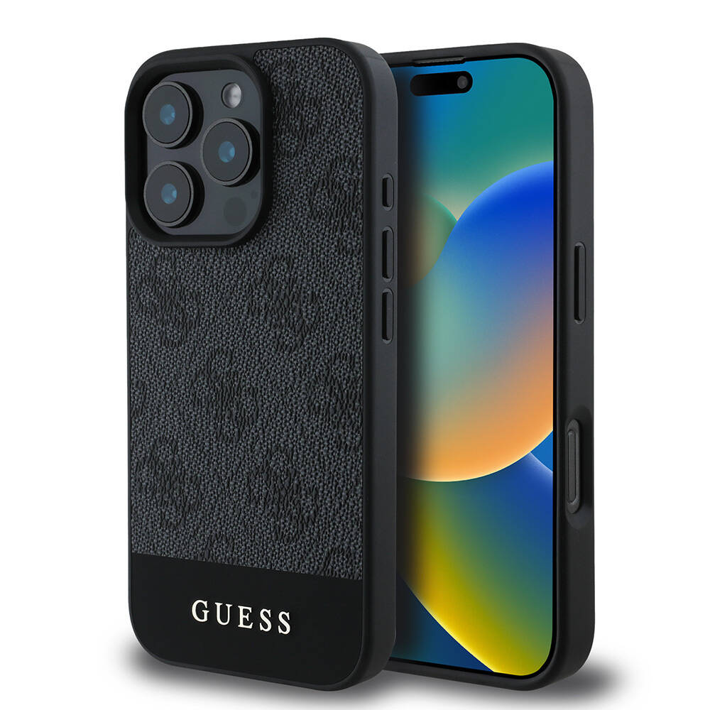 Apple iPhone 16 Pro Max Kılıf Guess Orjinal Lisanslı PU Deri Şerit Logo Dizaynlı Kapak - 7