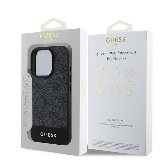 Apple iPhone 16 Pro Max Kılıf Guess Orjinal Lisanslı PU Deri Şerit Logo Dizaynlı Kapak - 8