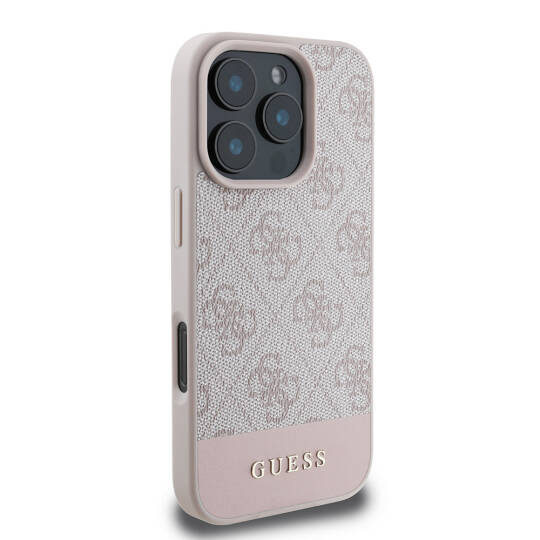 Apple iPhone 16 Pro Max Kılıf Guess Orjinal Lisanslı PU Deri Şerit Logo Dizaynlı Kapak - 11