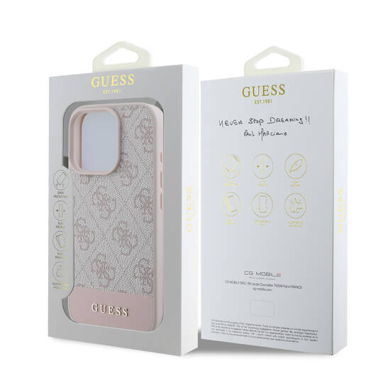 Apple iPhone 16 Pro Max Kılıf Guess Orjinal Lisanslı PU Deri Şerit Logo Dizaynlı Kapak - 15