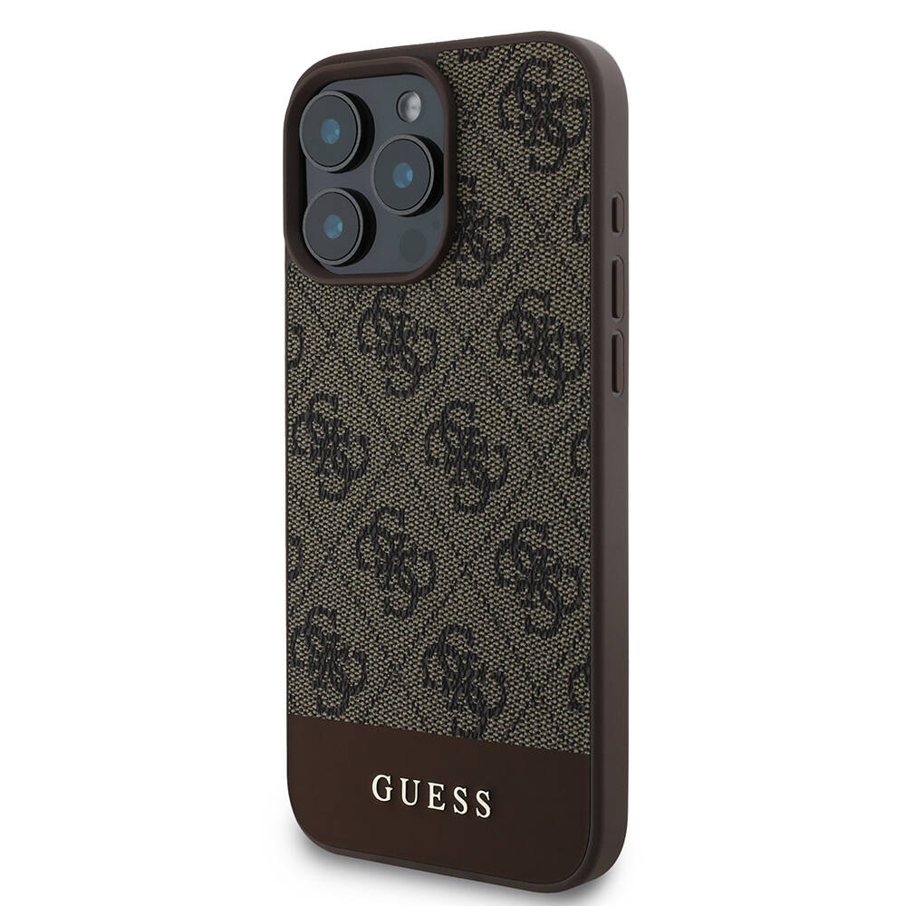 Apple iPhone 16 Pro Max Kılıf Guess Orjinal Lisanslı PU Deri Şerit Logo Dizaynlı Kapak - 16
