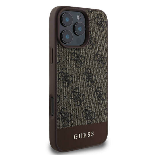 Apple iPhone 16 Pro Max Kılıf Guess Orjinal Lisanslı PU Deri Şerit Logo Dizaynlı Kapak - 18