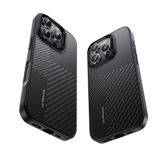 Apple iPhone 16 Pro Max Kılıf Karbon Fiber M-safe Şarj Özellikli Kamera Kontrol Butonlu Benks Hybrid ArmorPro Montage Kevlar Kapak - 3