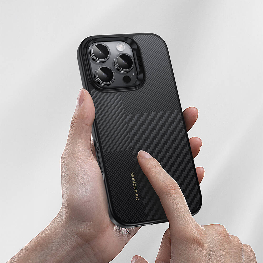 Apple iPhone 16 Pro Max Kılıf Karbon Fiber M-safe Şarj Özellikli Kamera Kontrol Butonlu Benks Hybrid ArmorPro Montage Kevlar Kapak - 9
