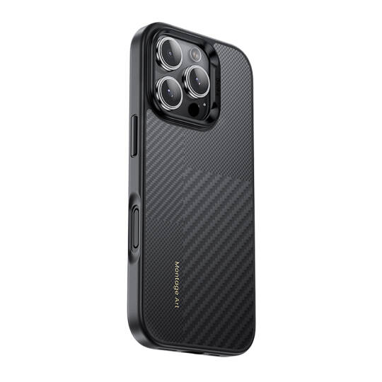 Apple iPhone 16 Pro Max Kılıf Karbon Fiber M-safe Şarj Özellikli Kamera Kontrol Butonlu Benks Hybrid ArmorPro Montage Kevlar Kapak - 11