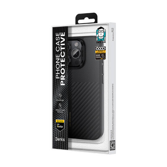 Apple iPhone 16 Pro Max Kılıf Karbon Fiber M-safe Şarj Özellikli Kamera Kontrol Butonlu Benks Hybrid ArmorPro Montage Kevlar Kapak - 12