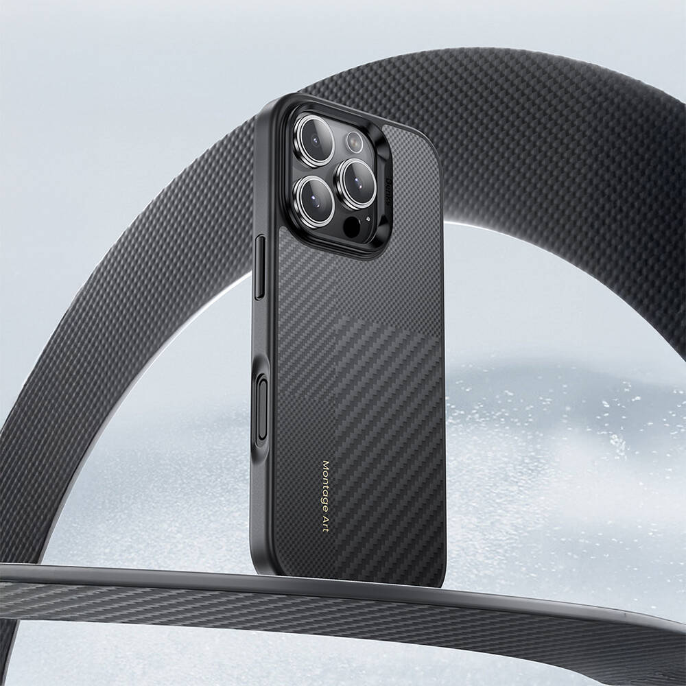 Apple iPhone 16 Pro Max Kılıf Karbon Fiber M-safe Şarj Özellikli Kamera Kontrol Butonlu Benks Hybrid ArmorPro Montage Kevlar Kapak - 14
