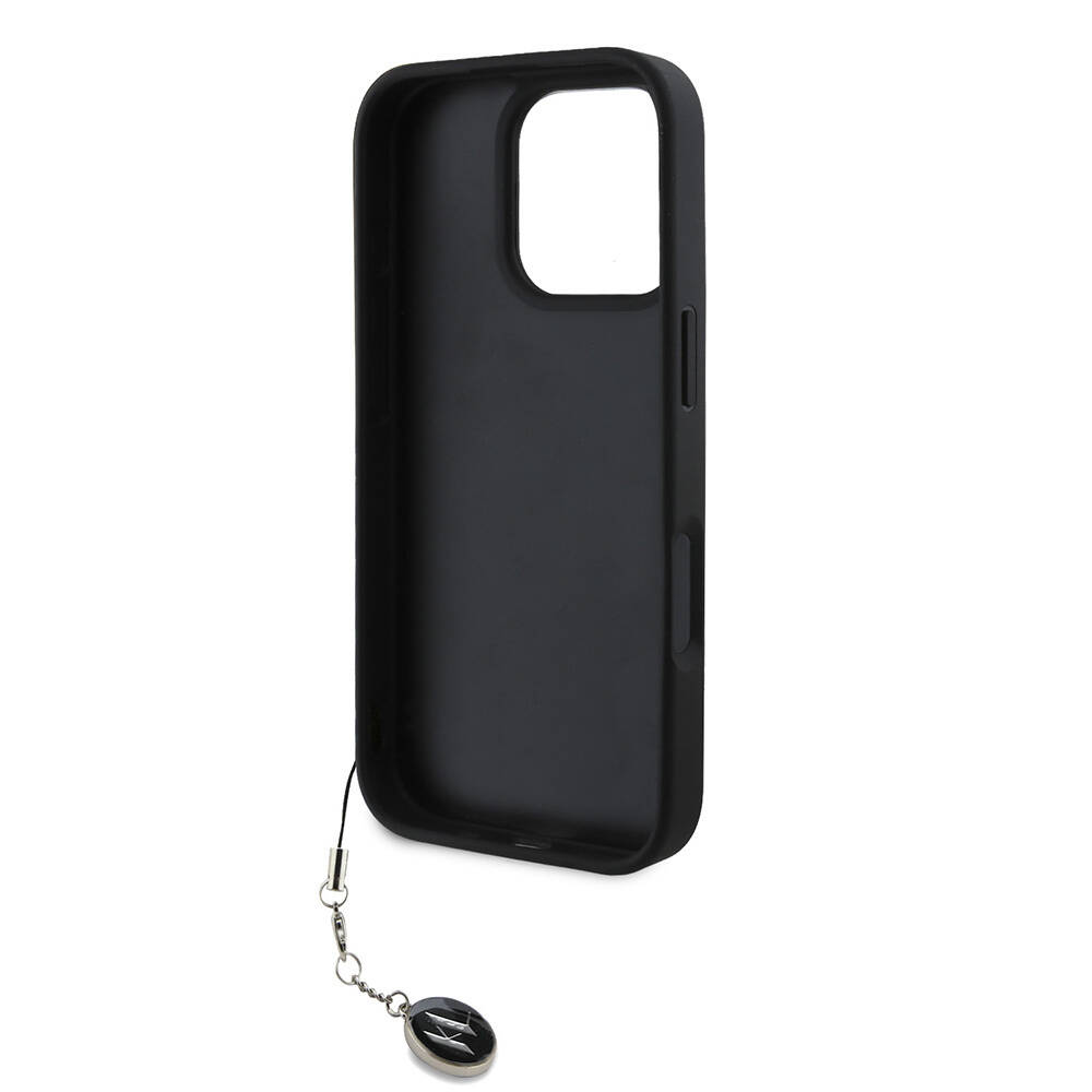 Apple iPhone 16 Pro Max Kılıf Karl Lagerfeld Orjinal Lisanslı Anahtarlıklı Taşlı KL Yazılı Saffiano Rhinestones Kapak - 7
