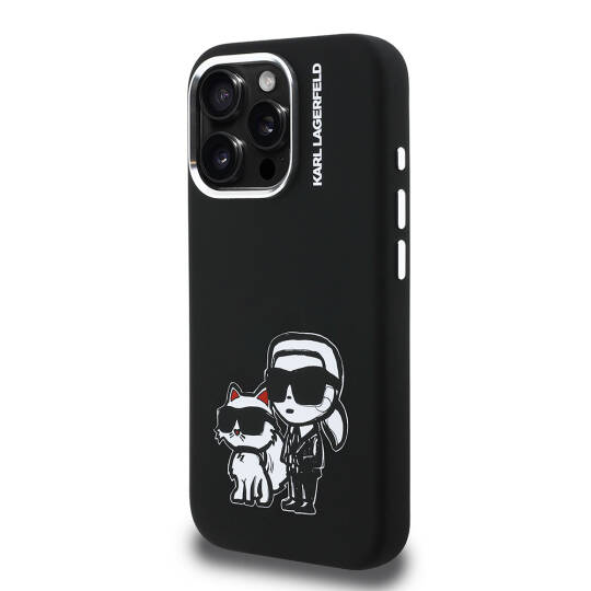 Apple iPhone 16 Pro Max Kılıf Karl Lagerfeld Orjinal Lisanslı Karl & Choupette Sketch Logo Sililkon Kapak - 4