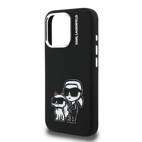 Apple iPhone 16 Pro Max Kılıf Karl Lagerfeld Orjinal Lisanslı Karl & Choupette Sketch Logo Sililkon Kapak - 7
