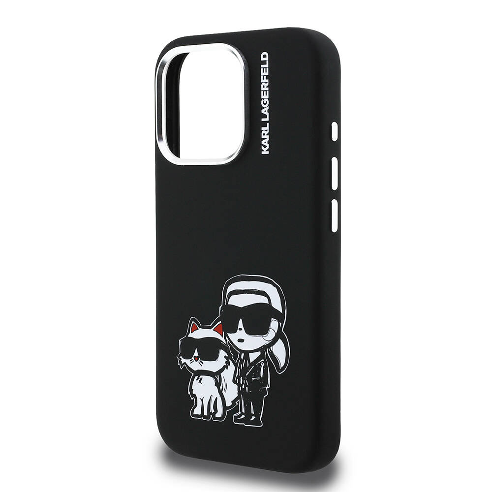Apple iPhone 16 Pro Max Kılıf Karl Lagerfeld Orjinal Lisanslı Karl & Choupette Sketch Logo Sililkon Kapak - 7