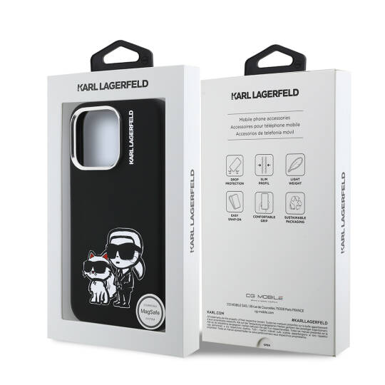 Apple iPhone 16 Pro Max Kılıf Karl Lagerfeld Orjinal Lisanslı Karl & Choupette Sketch Logo Sililkon Kapak - 9