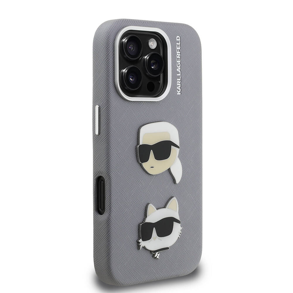 Apple iPhone 16 Pro Max Kılıf Karl Lagerfeld Orjinal Lisanslı K&C Heads Pin Kapak - 4
