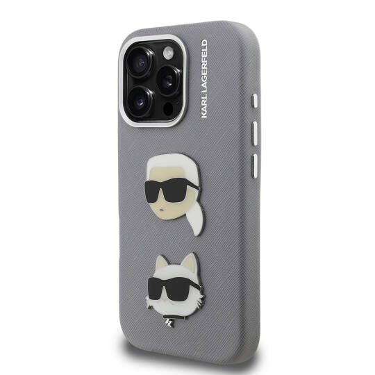 Apple iPhone 16 Pro Max Kılıf Karl Lagerfeld Orjinal Lisanslı K&C Heads Pin Kapak - 5