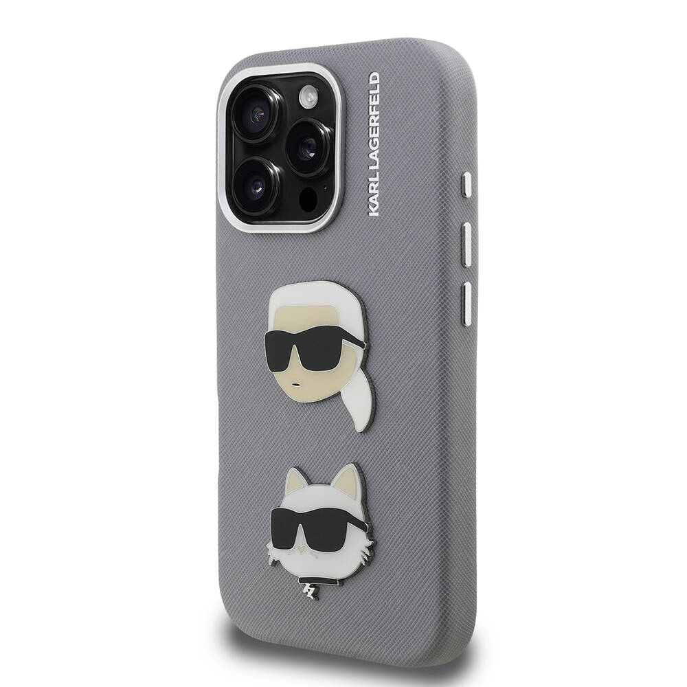 Apple iPhone 16 Pro Max Kılıf Karl Lagerfeld Orjinal Lisanslı K&C Heads Pin Kapak - 5