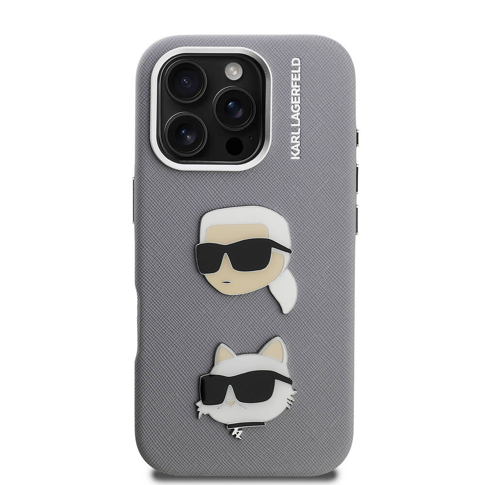 Apple iPhone 16 Pro Max Kılıf Karl Lagerfeld Orjinal Lisanslı K&C Heads Pin Kapak - 6