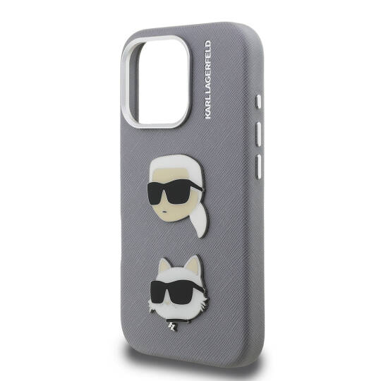 Apple iPhone 16 Pro Max Kılıf Karl Lagerfeld Orjinal Lisanslı K&C Heads Pin Kapak - 8