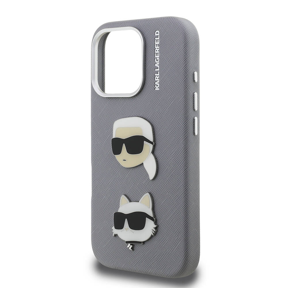 Apple iPhone 16 Pro Max Kılıf Karl Lagerfeld Orjinal Lisanslı K&C Heads Pin Kapak - 8