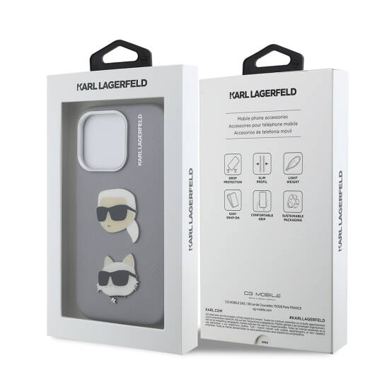 Apple iPhone 16 Pro Max Kılıf Karl Lagerfeld Orjinal Lisanslı K&C Heads Pin Kapak - 10