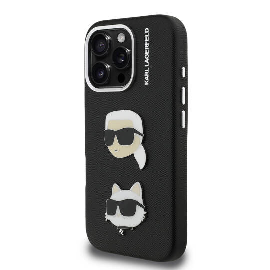 Apple iPhone 16 Pro Max Kılıf Karl Lagerfeld Orjinal Lisanslı K&C Heads Pin Kapak - 11
