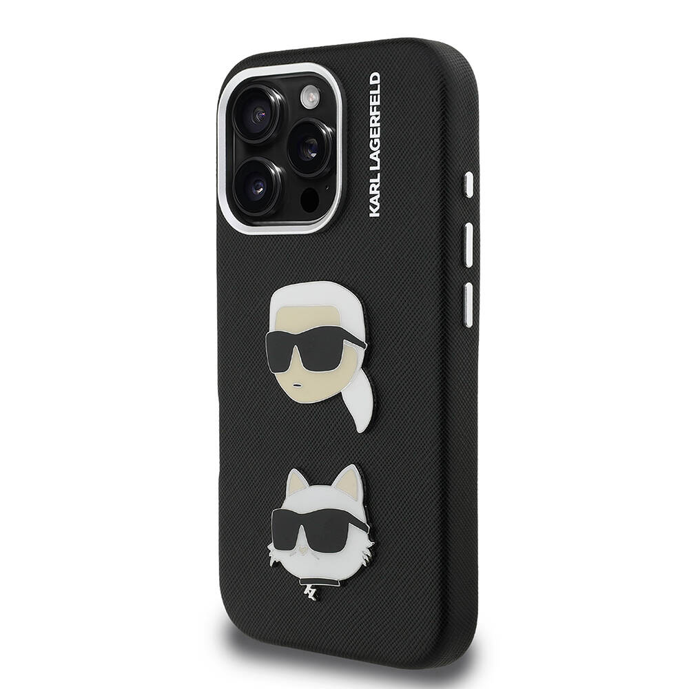 Apple iPhone 16 Pro Max Kılıf Karl Lagerfeld Orjinal Lisanslı K&C Heads Pin Kapak - 11