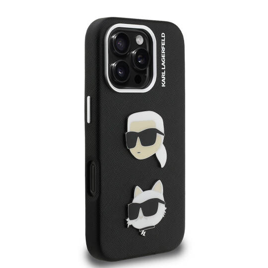 Apple iPhone 16 Pro Max Kılıf Karl Lagerfeld Orjinal Lisanslı K&C Heads Pin Kapak - 13