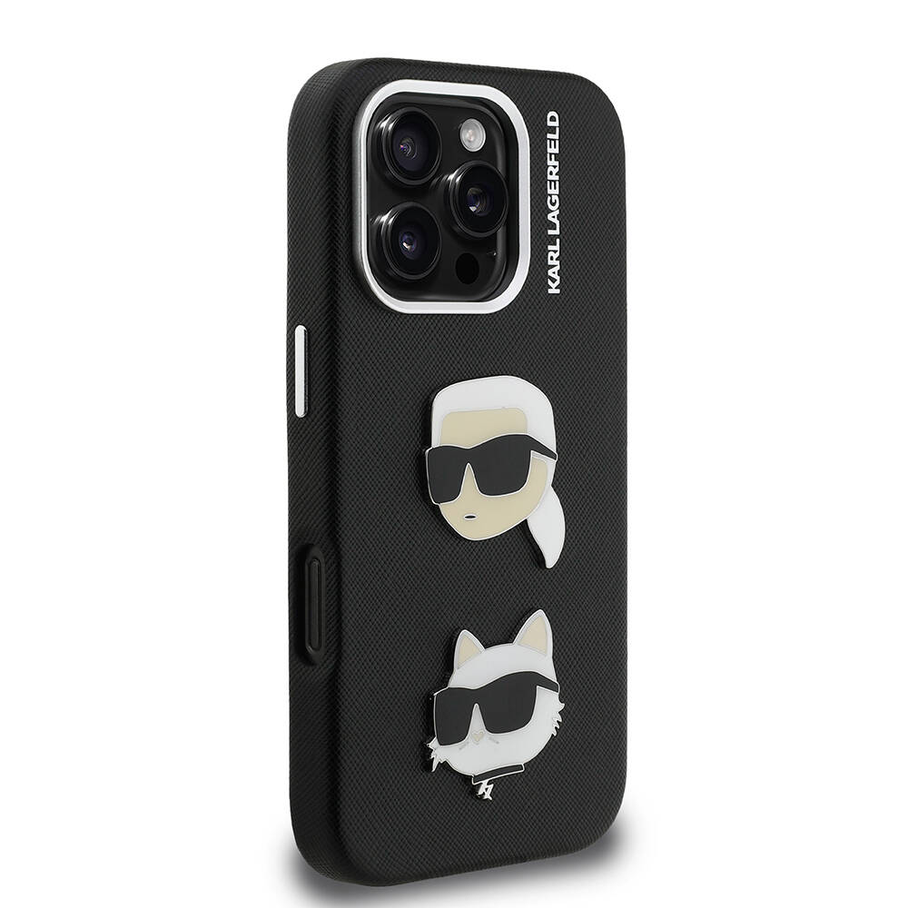 Apple iPhone 16 Pro Max Kılıf Karl Lagerfeld Orjinal Lisanslı K&C Heads Pin Kapak - 13
