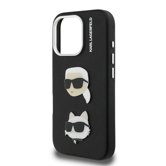 Apple iPhone 16 Pro Max Kılıf Karl Lagerfeld Orjinal Lisanslı K&C Heads Pin Kapak - 15