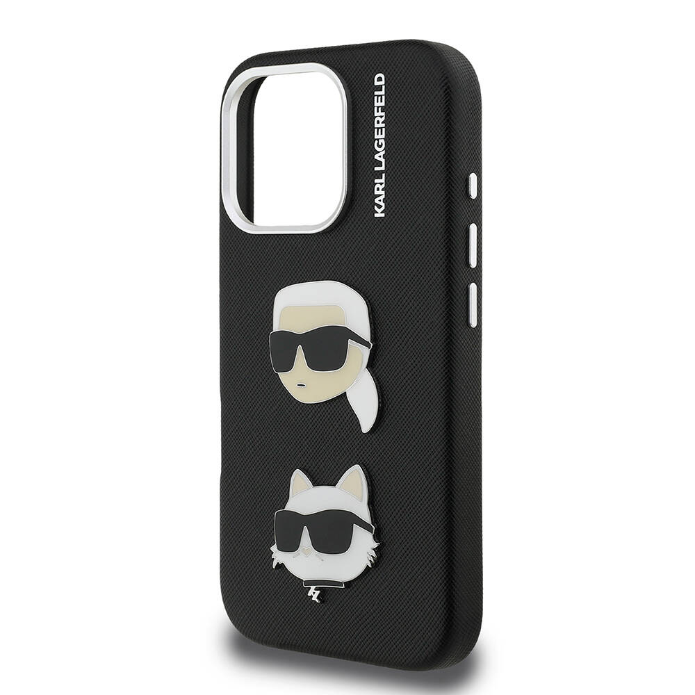 Apple iPhone 16 Pro Max Kılıf Karl Lagerfeld Orjinal Lisanslı K&C Heads Pin Kapak - 15