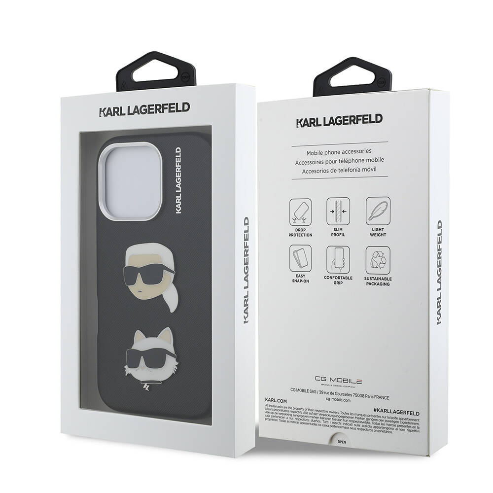 Apple iPhone 16 Pro Max Kılıf Karl Lagerfeld Orjinal Lisanslı K&C Heads Pin Kapak - 17