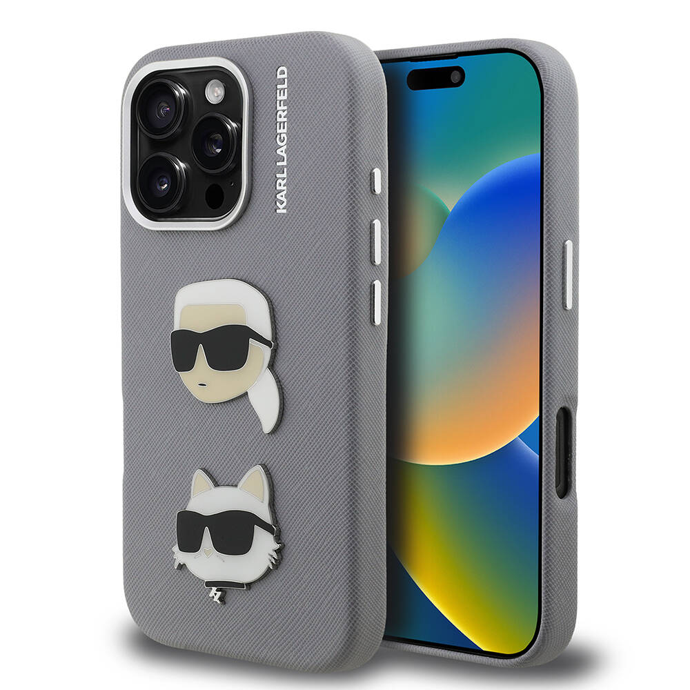 Apple iPhone 16 Pro Max Kılıf Karl Lagerfeld Orjinal Lisanslı K&C Heads Pin Kapak - 2