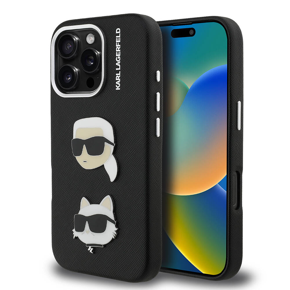 Apple iPhone 16 Pro Max Kılıf Karl Lagerfeld Orjinal Lisanslı K&C Heads Pin Kapak - 1