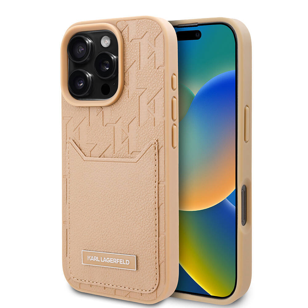 Apple iPhone 16 Pro Max Kılıf Karl Lagerfeld Orjinal Lisanslı KL Desenli Kartlıklı Monogram Kapak - 2