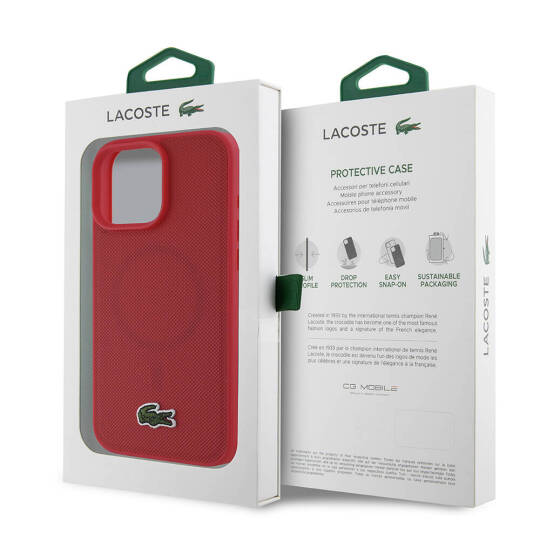 Apple iPhone 16 Pro Max Kılıf Lacoste Orjinal Lisanslı PU Pike Desenli Arka Yüzey İkonik Timsah Dokuma Logolu Kapak - 13
